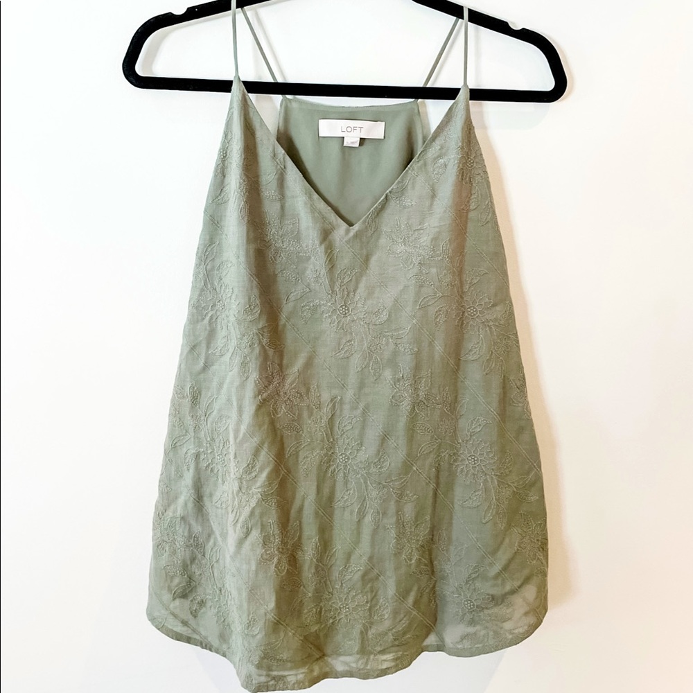 LOFT Floral Detail Spaghetti Strap Top
